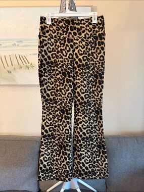 Leopard Print Flared Pants - Black & Tan
